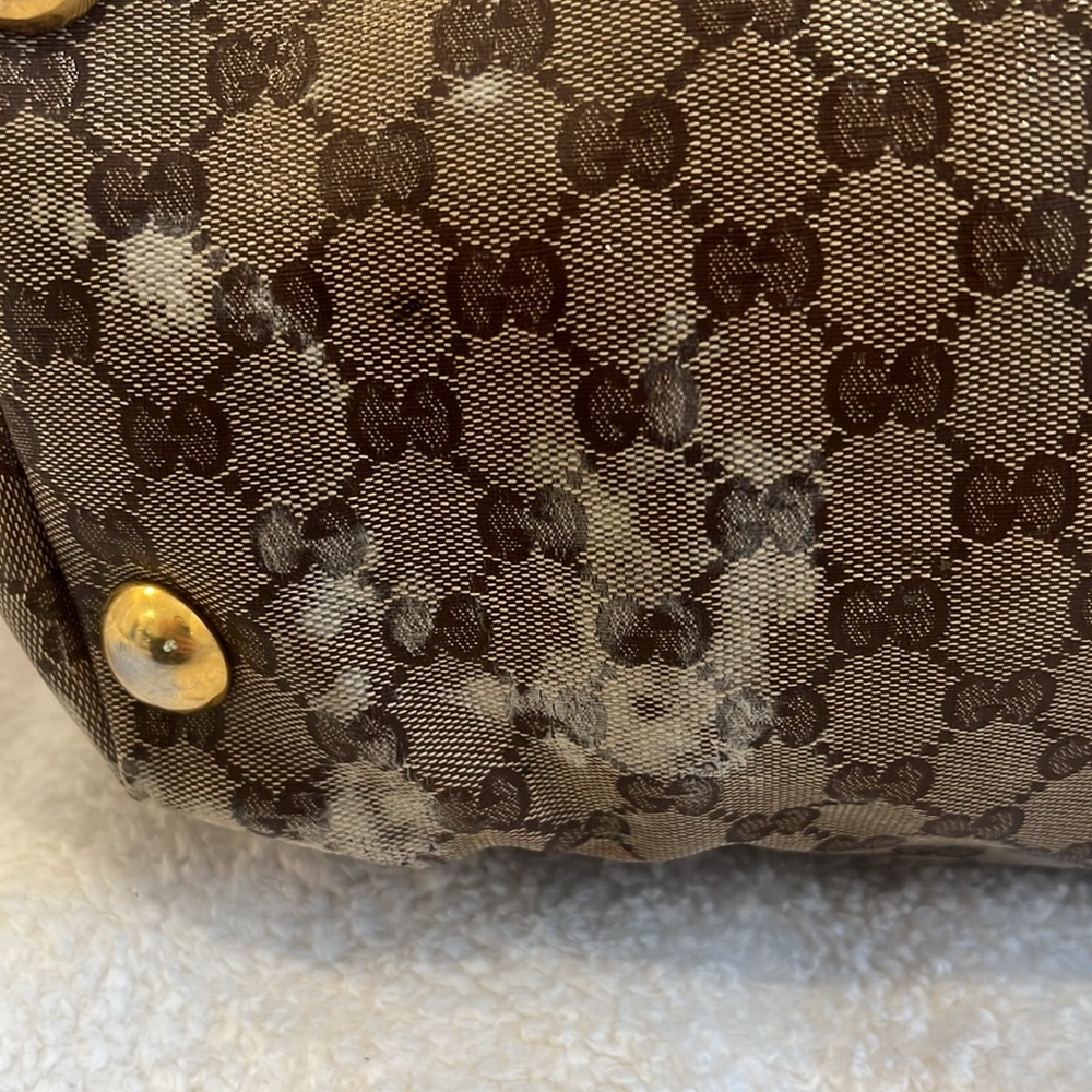 ✨ Vintage Gucci Classic Babouska Crystal Canvas and Leather Tote - Picture 7 of 13